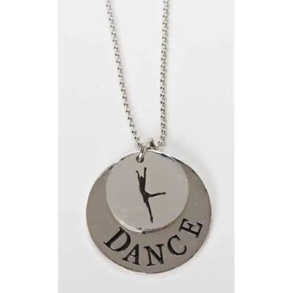 Ballet Dancer Ballerina "Dance" Fashion Necklace silver tone 1”
